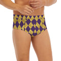 Purple And Gold Harlequin Pattern Print Men's Briefs