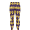 Purple And Gold Harlequin Pattern Print Men's Leggings