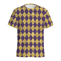 Purple And Gold Harlequin Pattern Print Men's Athletic T-Shirt