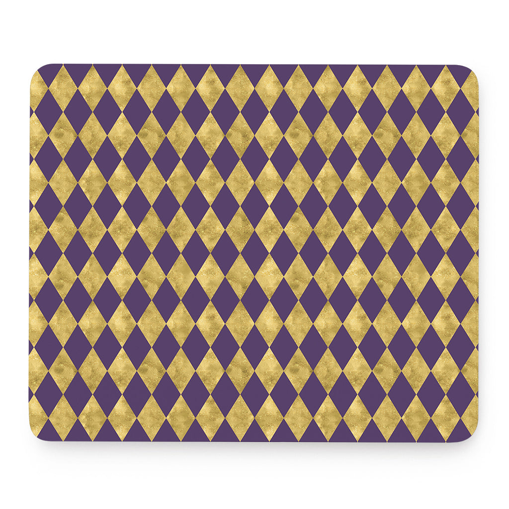 Purple And Gold Harlequin Pattern Print Mouse Pad