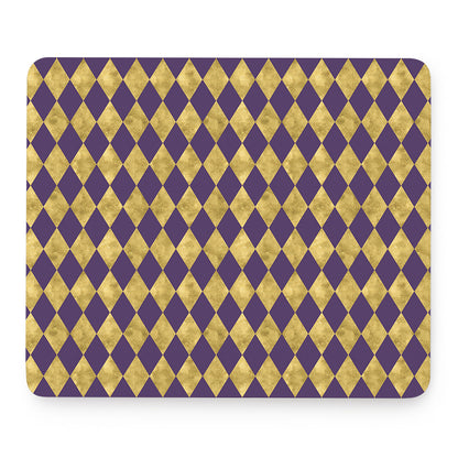 Purple And Gold Harlequin Pattern Print Mouse Pad