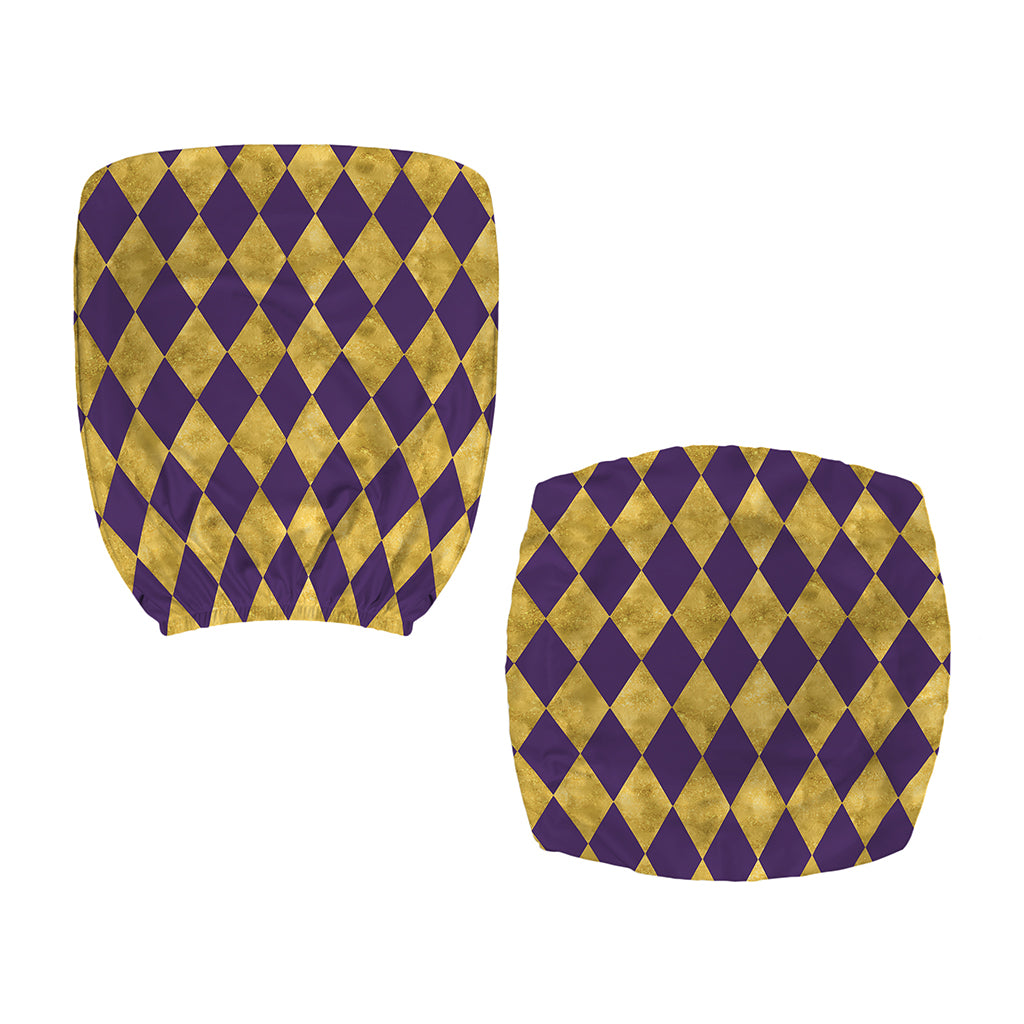 Purple And Gold Harlequin Pattern Print Office Chair Cover