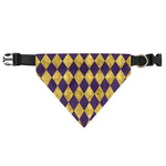 Purple And Gold Harlequin Pattern Print Over The Collar Dog Bandana
