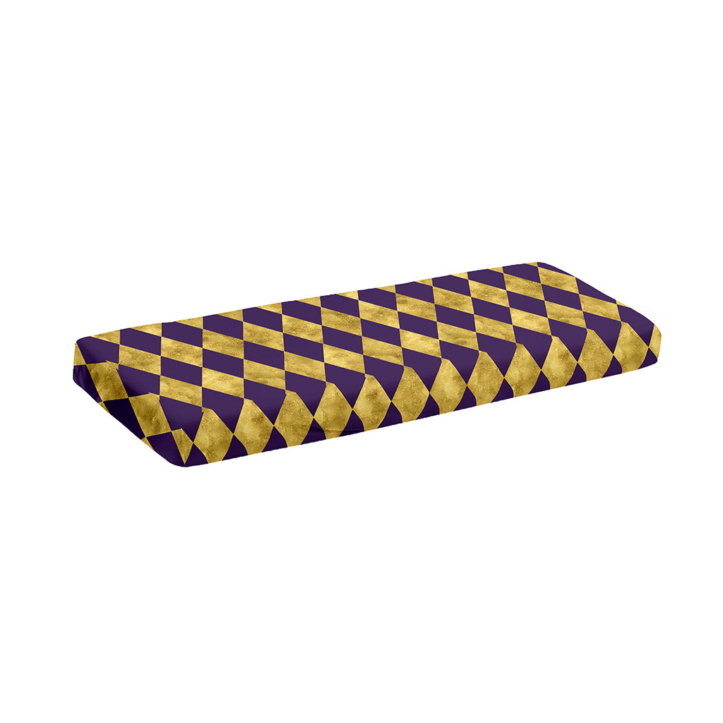 Purple And Gold Harlequin Pattern Print Piano Keyboard Cover