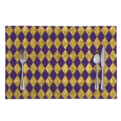 Purple And Gold Harlequin Pattern Print Placemat