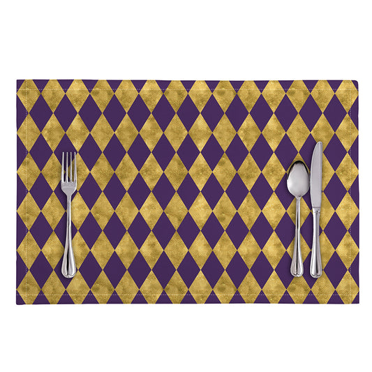 Purple And Gold Harlequin Pattern Print Placemat