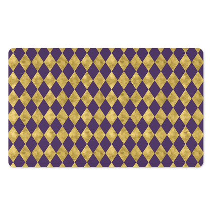 Purple And Gold Harlequin Pattern Print Polyester Doormat
