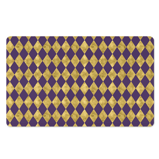 Purple And Gold Harlequin Pattern Print Polyester Doormat