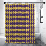 Purple And Gold Harlequin Pattern Print Premium Shower Curtain