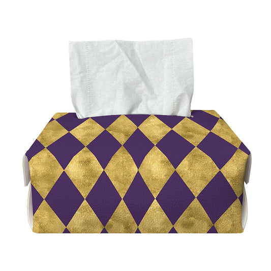 Purple And Gold Harlequin Pattern Print Rectangle Tissue Box Cover