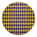 Purple And Gold Harlequin Pattern Print Round Blanket