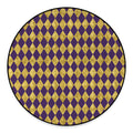 Purple And Gold Harlequin Pattern Print Round Floor Mat