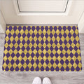 Purple And Gold Harlequin Pattern Print Rubber Doormat