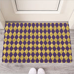 Purple And Gold Harlequin Pattern Print Rubber Doormat