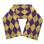 Purple And Gold Harlequin Pattern Print Scarf
