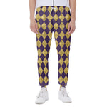 Purple And Gold Harlequin Pattern Print Scuba Joggers