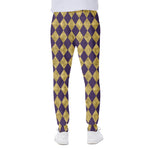 Purple And Gold Harlequin Pattern Print Scuba Joggers