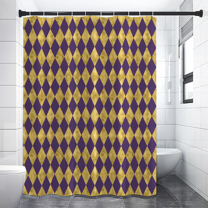 Purple And Gold Harlequin Pattern Print Shower Curtain