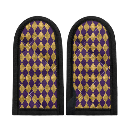Purple And Gold Harlequin Pattern Print Skillet Handle Cover
