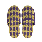 Purple And Gold Harlequin Pattern Print Slippers