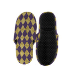 Purple And Gold Harlequin Pattern Print Slippers