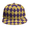 Purple And Gold Harlequin Pattern Print Snapback Cap