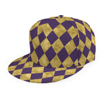 Purple And Gold Harlequin Pattern Print Snapback Cap