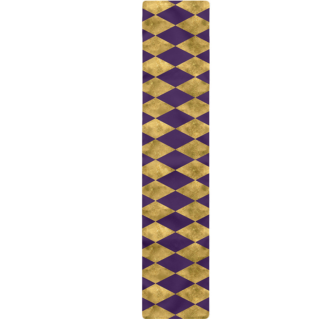 Purple And Gold Harlequin Pattern Print Table Runner