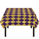 Purple And Gold Harlequin Pattern Print Tablecloth