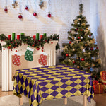 Purple And Gold Harlequin Pattern Print Tablecloth