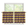 Purple And Gold Harlequin Pattern Print Tier Curtains