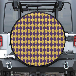 Purple And Gold Harlequin Pattern Print Tire Cover