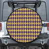 Purple And Gold Harlequin Pattern Print Tire Cover