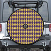 Purple And Gold Harlequin Pattern Print Tire Cover With Camera Hole