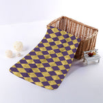 Purple And Gold Harlequin Pattern Print Towel