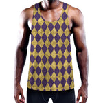 Purple And Gold Harlequin Pattern Print Training Tank Top