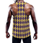 Purple And Gold Harlequin Pattern Print Training Tank Top