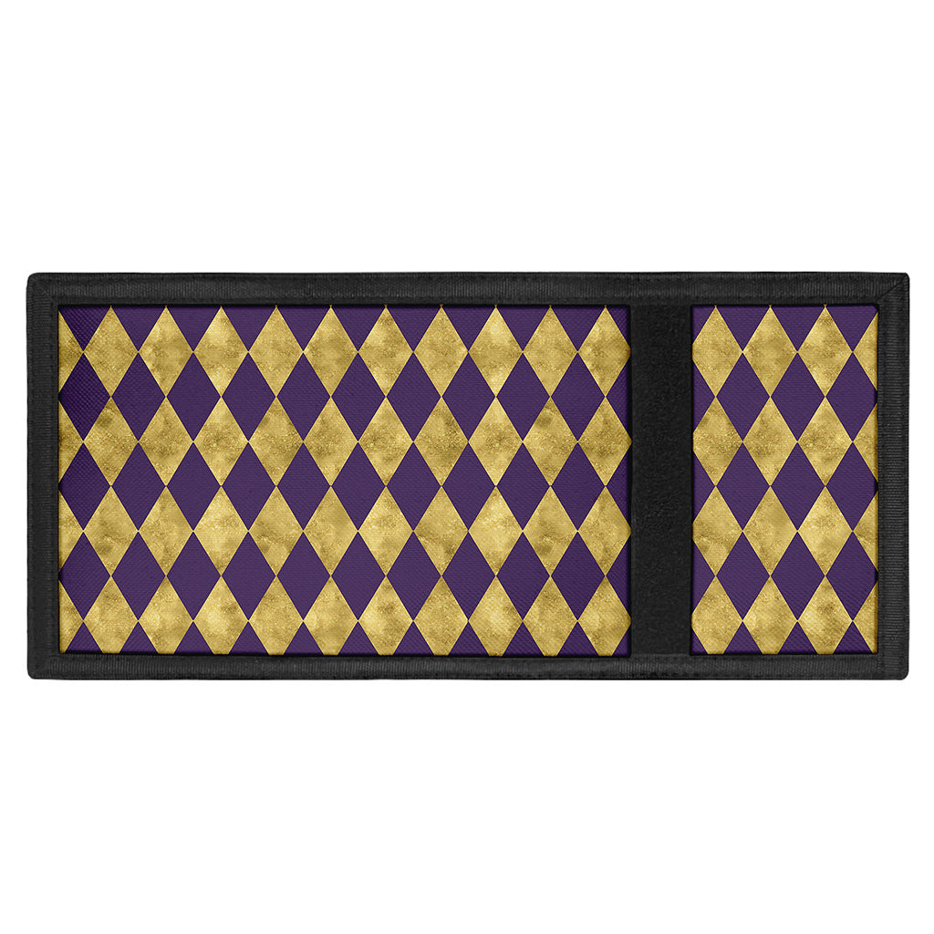 Purple And Gold Harlequin Pattern Print Trifold Wallet