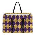 Purple And Gold Harlequin Pattern Print Utility Tote Bag