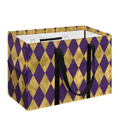 Purple And Gold Harlequin Pattern Print Utility Tote Bag