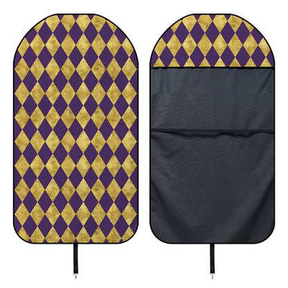 Purple And Gold Harlequin Pattern Print Waterproof Car Seat Cover