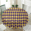 Purple And Gold Harlequin Pattern Print Waterproof Round Tablecloth