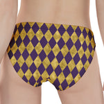 Purple And Gold Harlequin Pattern Print Women's Panties