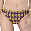 Purple And Gold Harlequin Pattern Print Women's Thong