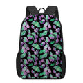 Purple And Green Leaf Pattern Print 17 Inch Backpack