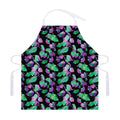 Purple And Green Leaf Pattern Print Adjustable Apron