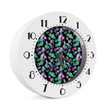 Purple And Green Leaf Pattern Print Alarm Clock