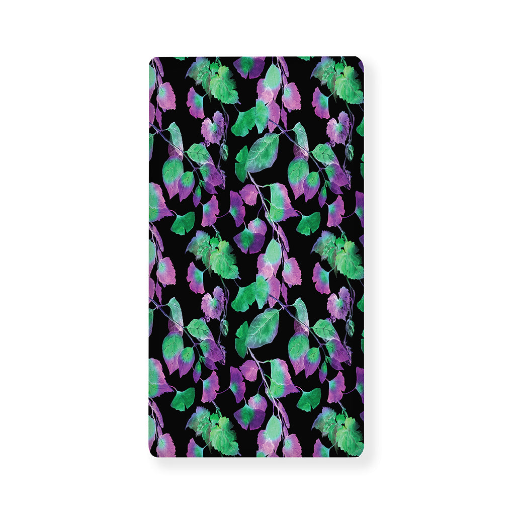 Purple And Green Leaf Pattern Print Baby Crib Sheet