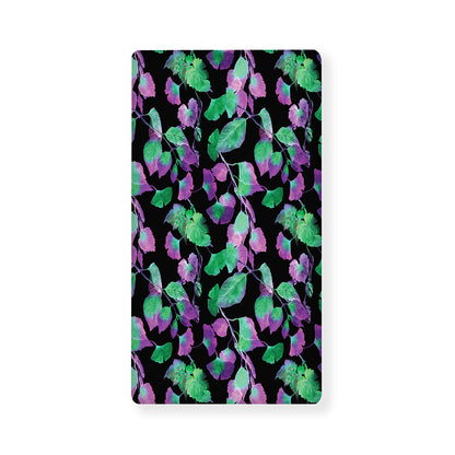 Purple And Green Leaf Pattern Print Baby Crib Sheet