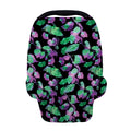 Purple And Green Leaf Pattern Print Baby Seat Cover